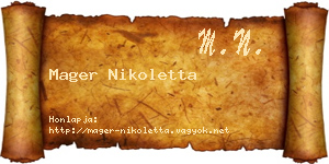 Mager Nikoletta névjegykártya